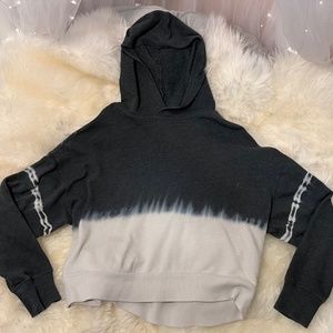Dark gray and White Split Tie-Die Hoodie